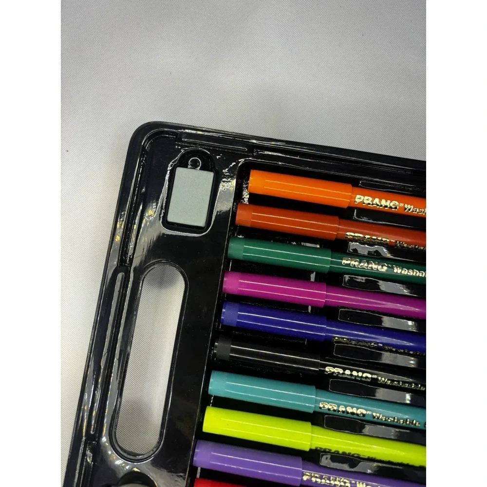 Vintage Prang Crayon Case with 12 Markers, Charcoal Sketching Pencils
